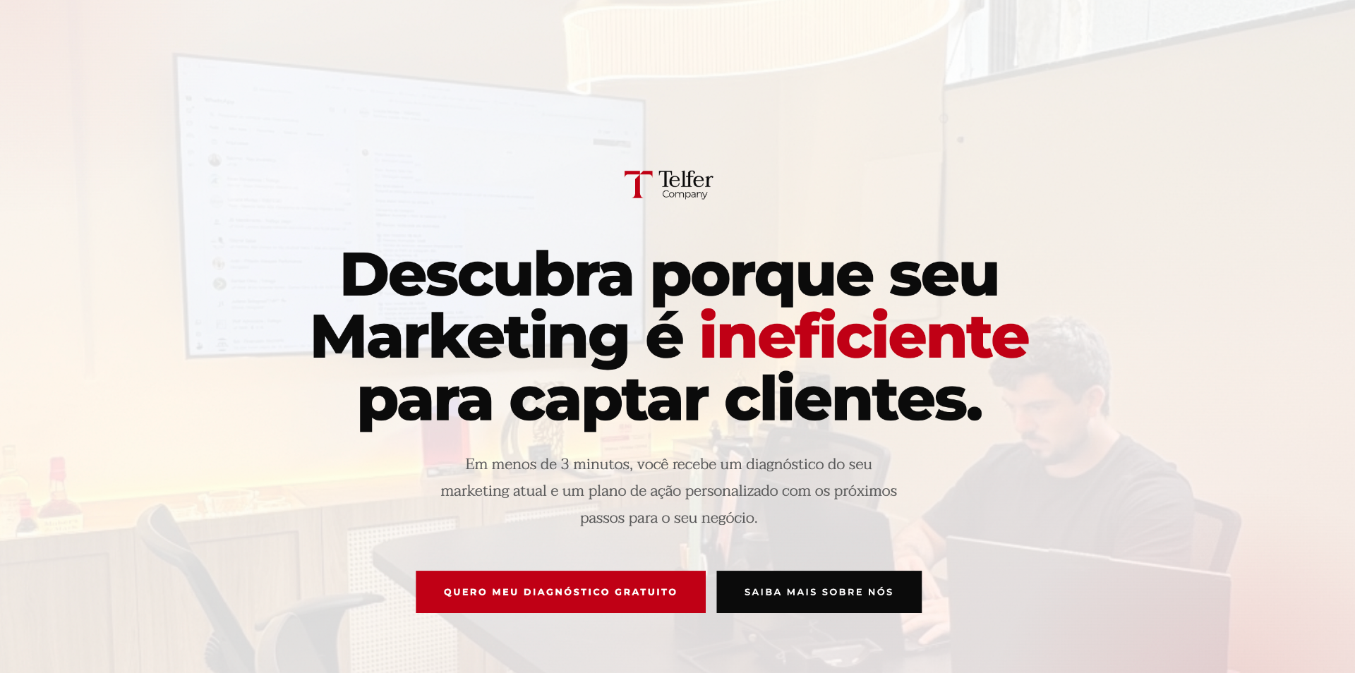 Laptop exibindo site da Telfer Company